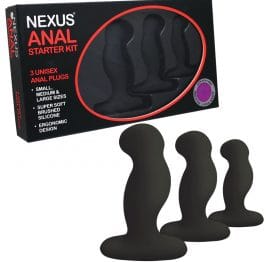 Nexus Anal Starter Kit, 3 Butt Plugs Black
