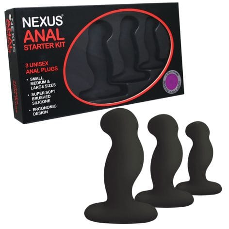 Nexus Anal Starter Kit, 3 Butt Plugs Black