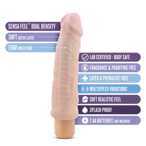 HomeWrecker Vibrator Dildo Au Naturel 9in Vanilla, Blush