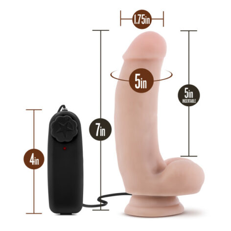 Quarterback Dildo Loverboy 7in Vibe w/Balls Vanilla, Blush