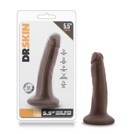 Dr Skin 5.5in Cock With Suction Cup Chocolate