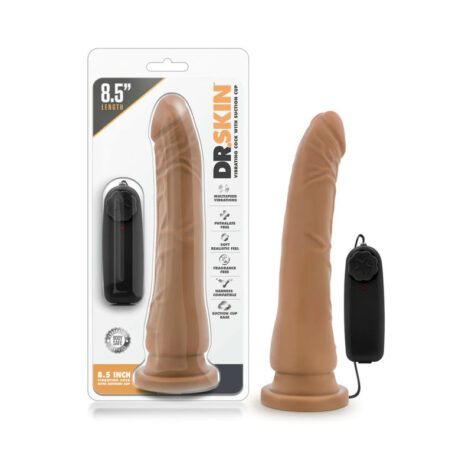 Dr. Skin 8.5in Vibrating Dildo w/Suction Cup Mocha, Blush