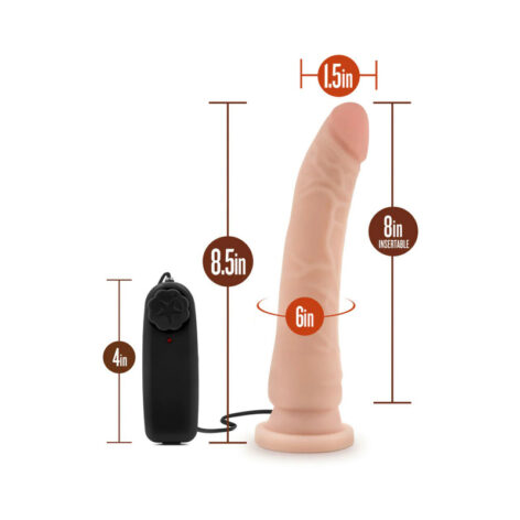 Dr. Skin 8.5in Vibrating Dildo w/Suction Cup Vanilla, Blush