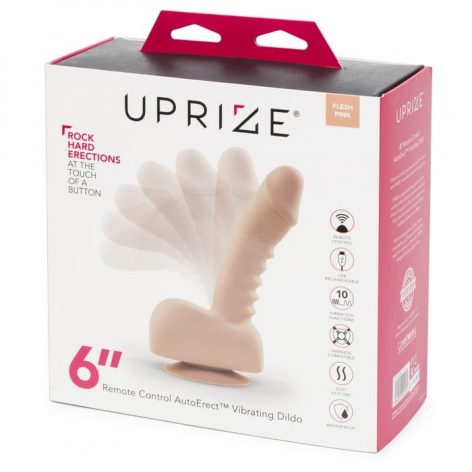 Uprize Remote AutoErect Vibrating Dildo Beige 6in Box