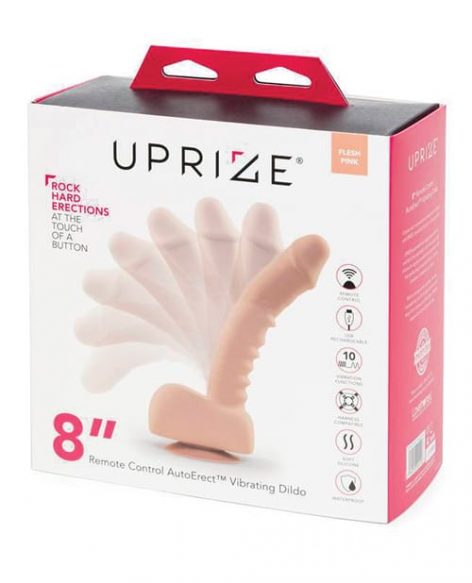 Uprize Remote AutoErect Vibrating Dildo Beige 8in Box