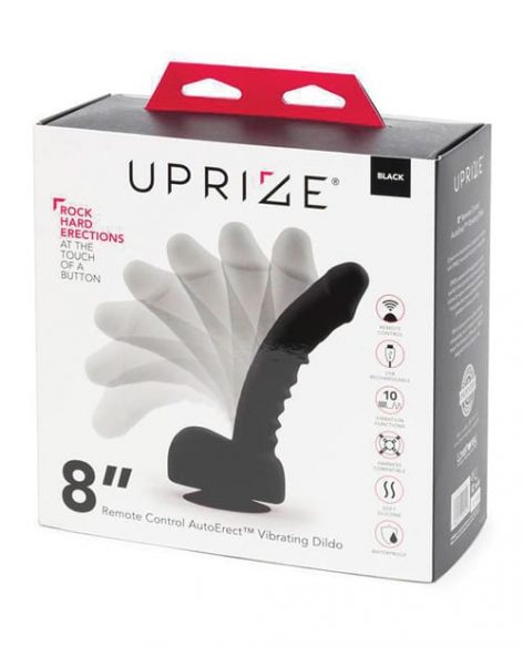 Uprize Remote AutoErect Vibrating Dildo Black 8in Box