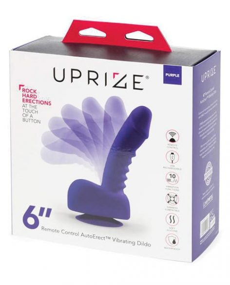 Uprize Remote AutoErect Vibrating Dildo Purple 6in Box