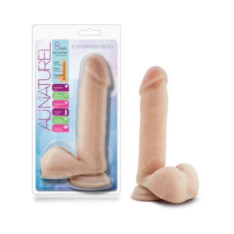 Au Naturel 8in Sensa Feel Dildo w/Balls Beige, Blush