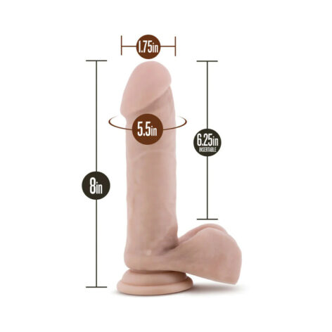 Au Naturel 8in Sensa Feel Dildo w/Balls Beige, Blush