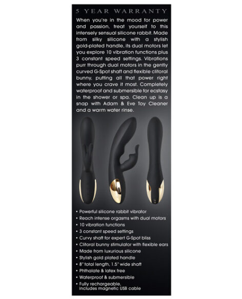 Midnight Rabbit Vibrator Rechargeable Black, Adam & Eve