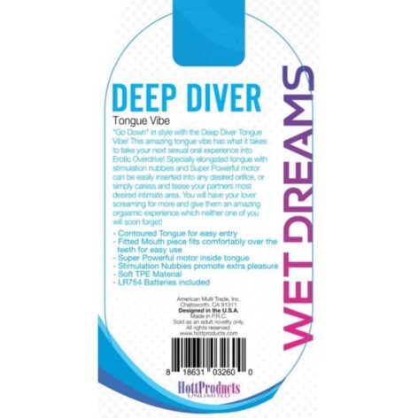 Tongue Star Deep Diver Tongue Vibrator Blue, Wet Dreams