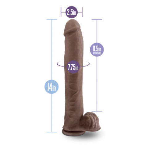 Daddy Dildo Au Naturel 14in w/Balls Chocolate