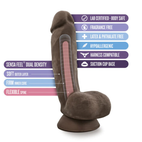 Jerome Dildo Au Naturel 8.5in w/Balls Chocolate