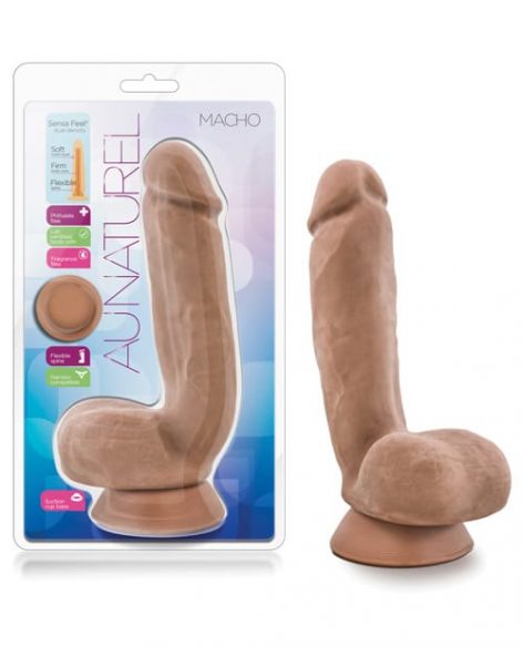 Macho Au Naturel 8.5in Sensa Feel Dildo Brown