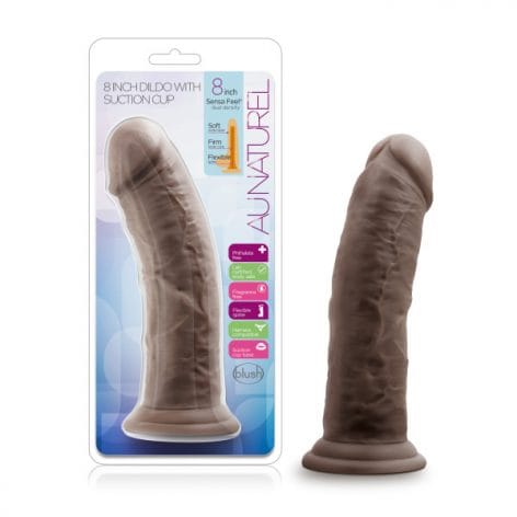 Au Naturel 8 Inch Dildo with Suction Cup Chocolate