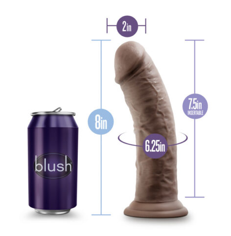 Au Naturel 8in Dildo w/Suction Cup Chocolate, Blush