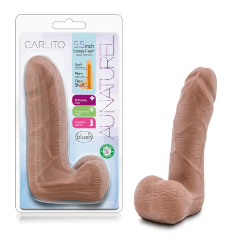 Carlito Dildo Au Naturel 5.5in w/Balls Latin Brown