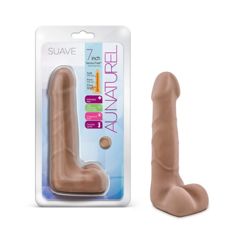 Suave Dildo Au Naturel 7in w/Balls Latin Brown