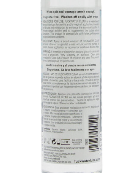 Fuck Water Clear Water Based Lubricant 16oz
