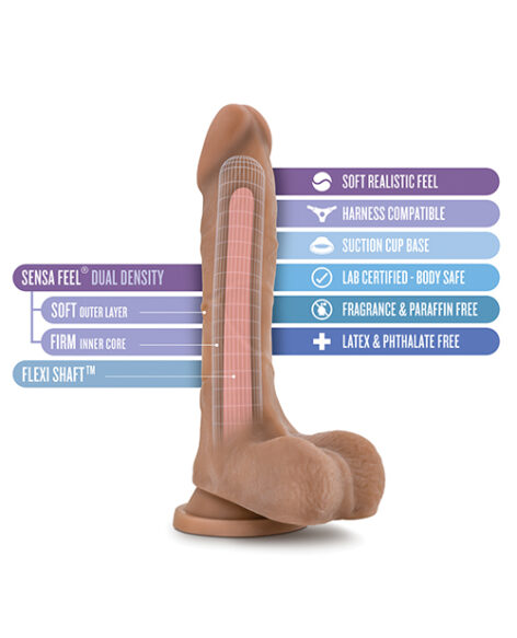 Mr Perfect Dildo Au Naturel 8.5in w/Balls Mocha