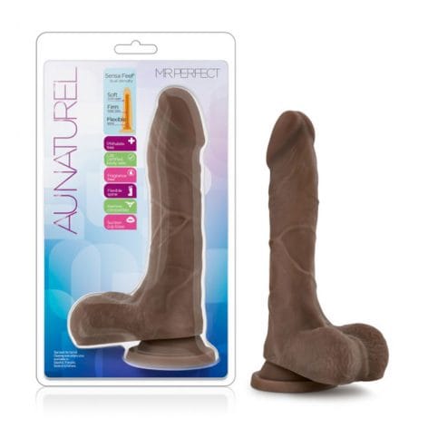 Mr. Perfect Au Naturel 8.5in Dildo Chocolate