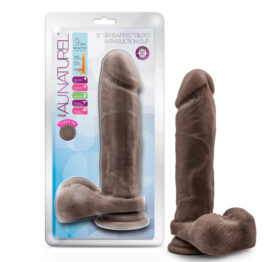 Au Naturel 9in Sensa Feel Dildo w/Balls Chocolate, Blush