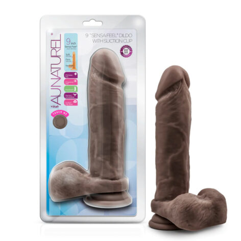 Au Naturel 9in Sensa Feel Dildo w/Balls Chocolate, Blush