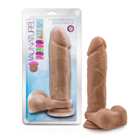 Au Naturel 9in Sensa Feel Dildo w/Balls Mocha, Blush