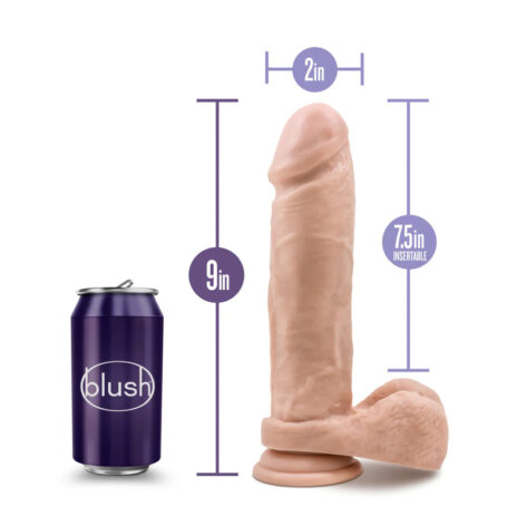 Au Naturel 9in Sensa Feel Dildo w/Balls Vanilla, Blush