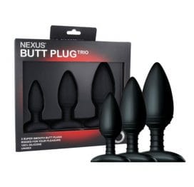 Nexus Butt Plug Trio 3 Silicone Anal Plugs Black