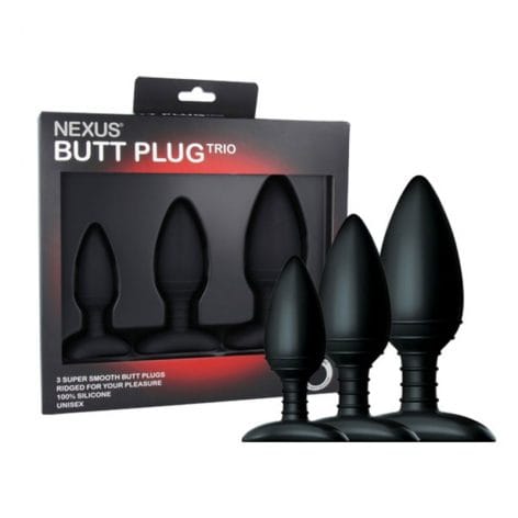 Nexus Butt Plug Trio 3 Silicone Anal Plugs Black