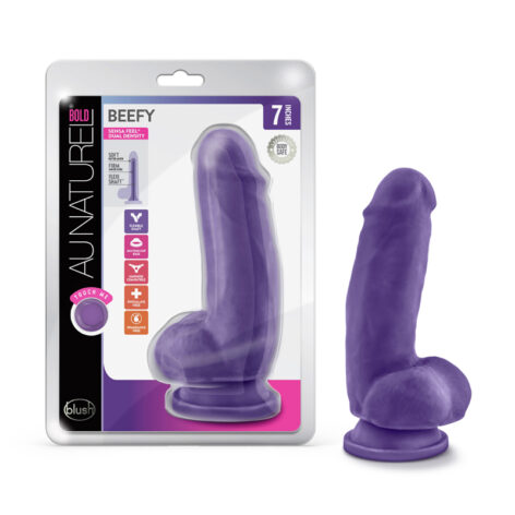 Bold Beefy Dildo Au Naturel 7in w/Balls Purple, Blush