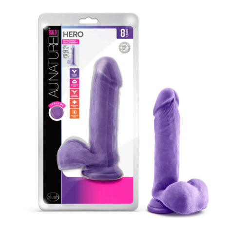 Bold Hero Dildo Au Naturel 8in w/Balls Purple, Blush