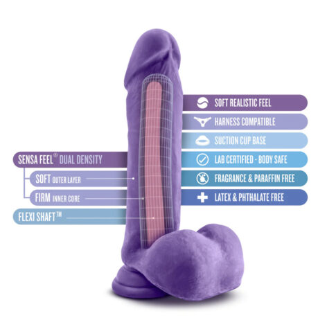 Bold Hero Dildo Au Naturel 8in w/Balls Purple, Blush