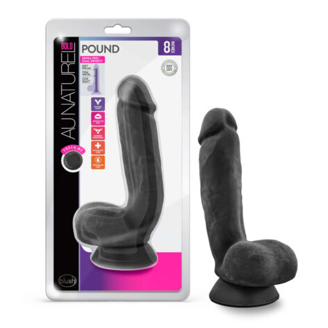 Bold Pound Dildo Au Naturel 8in w/Balls Black, Blush