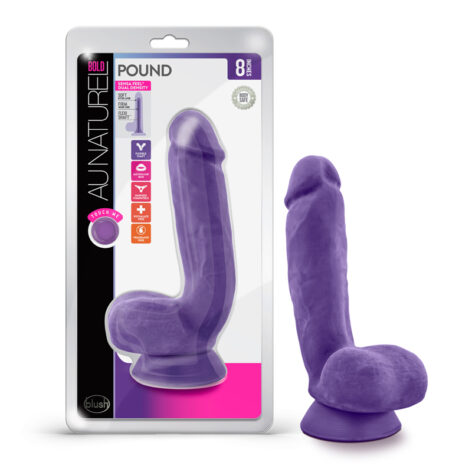 Bold Pound Dildo Au Naturel 8in w/Balls Purple, Blush