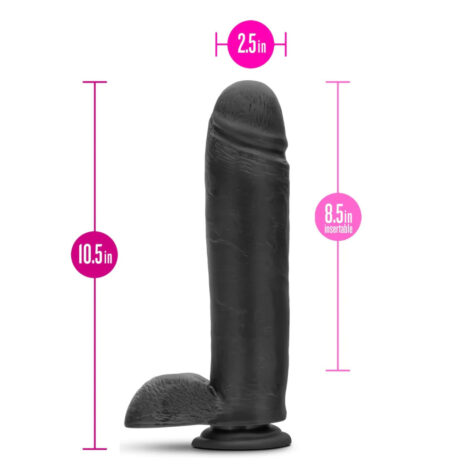 Huge Dildo Au Naturel Bold 10.5in w/Balls Black