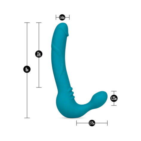 Temptasia Luna Strapless Strap On Dildo Teal Silicone, Blush