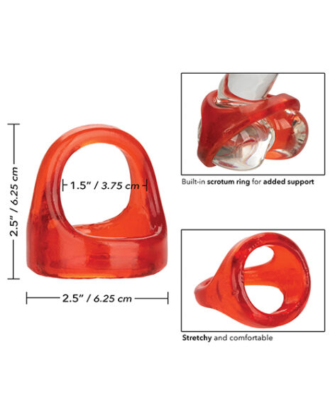 Colt XL Snug Tugger Dual Support Cock Ring Red, CalExotics