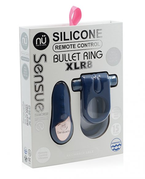 Sensuelle Remote Control XLR8 Bullet Ring Navy Blue