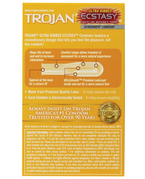Trojan Ecstasy Ultra Ribbed Condoms 10 Pack