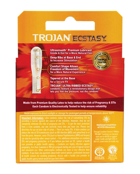 Trojan Ecstasy Ultra Ribbed Condoms 3 Pack