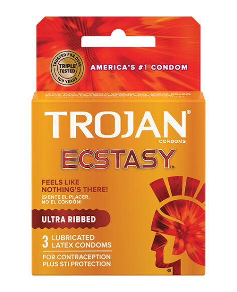 Trojan Ecstasy Ultra Ribbed Condoms 3 Pack