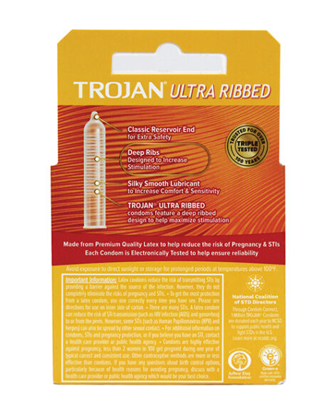 Trojan Ultra Ribbed Lubricated Condoms 3 Pack