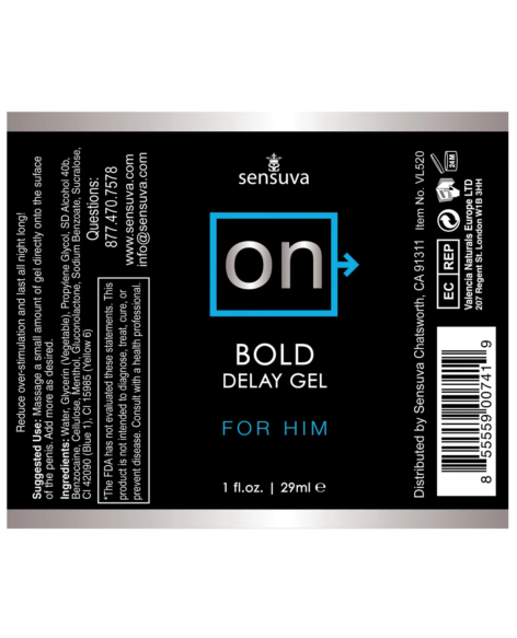 On Bold For Him Delay Gel For Him 1oz, Sensuva