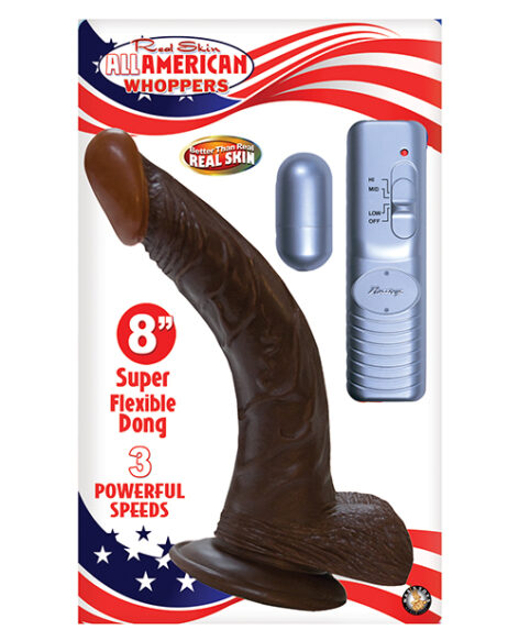 Afro American Whoppers 8in Curved Dildo Vibe w/Balls Black