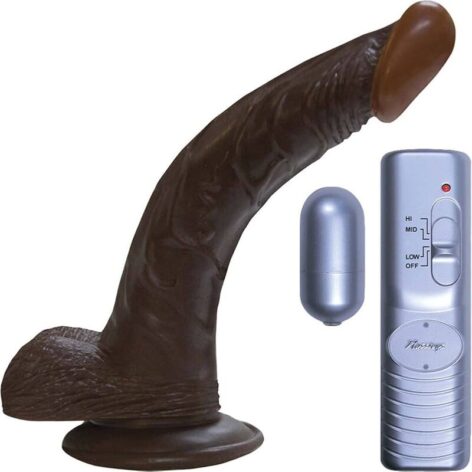 Afro American Whoppers 8in Curved Dildo Vibe w/Balls Black