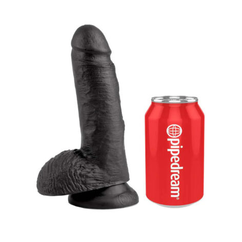 King Cock 7in Dildo w/Balls Black, Pipedream