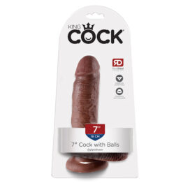 King Cock 7in Dildo w/Balls Brown, Pipedream