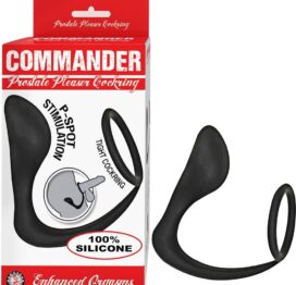 Commander Prostate Pleaser Cockring Silicone Black, Nasstoys